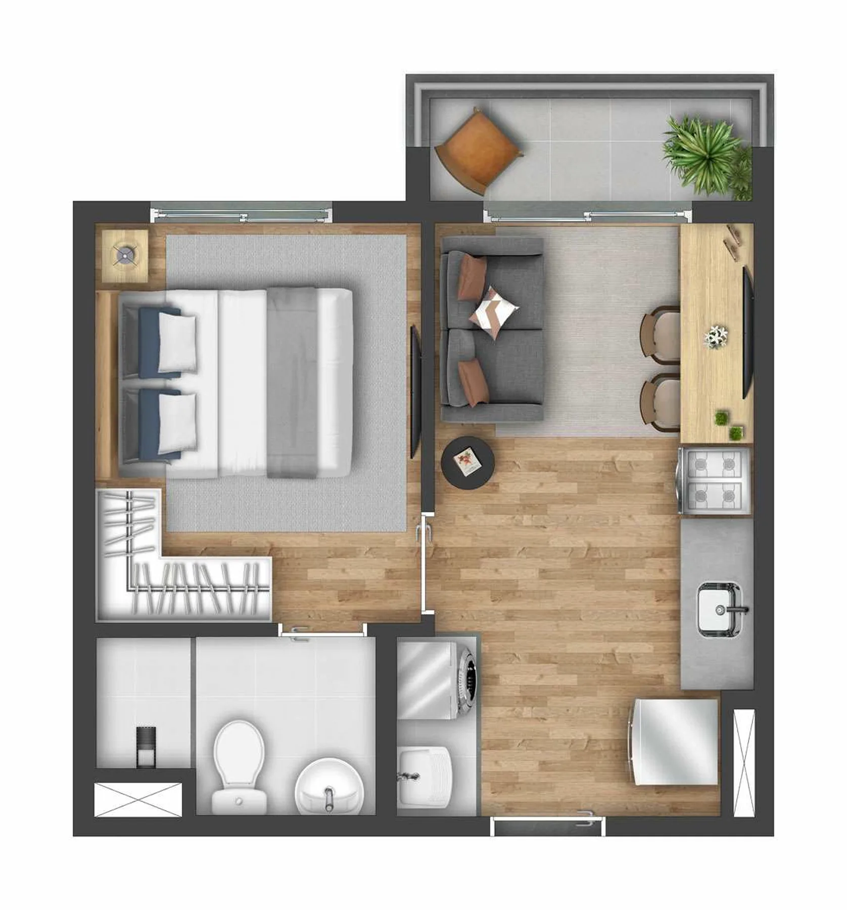 Planta do Vibra Santa Cecília em Santa Cecília — 1 dormitório, 26 m²