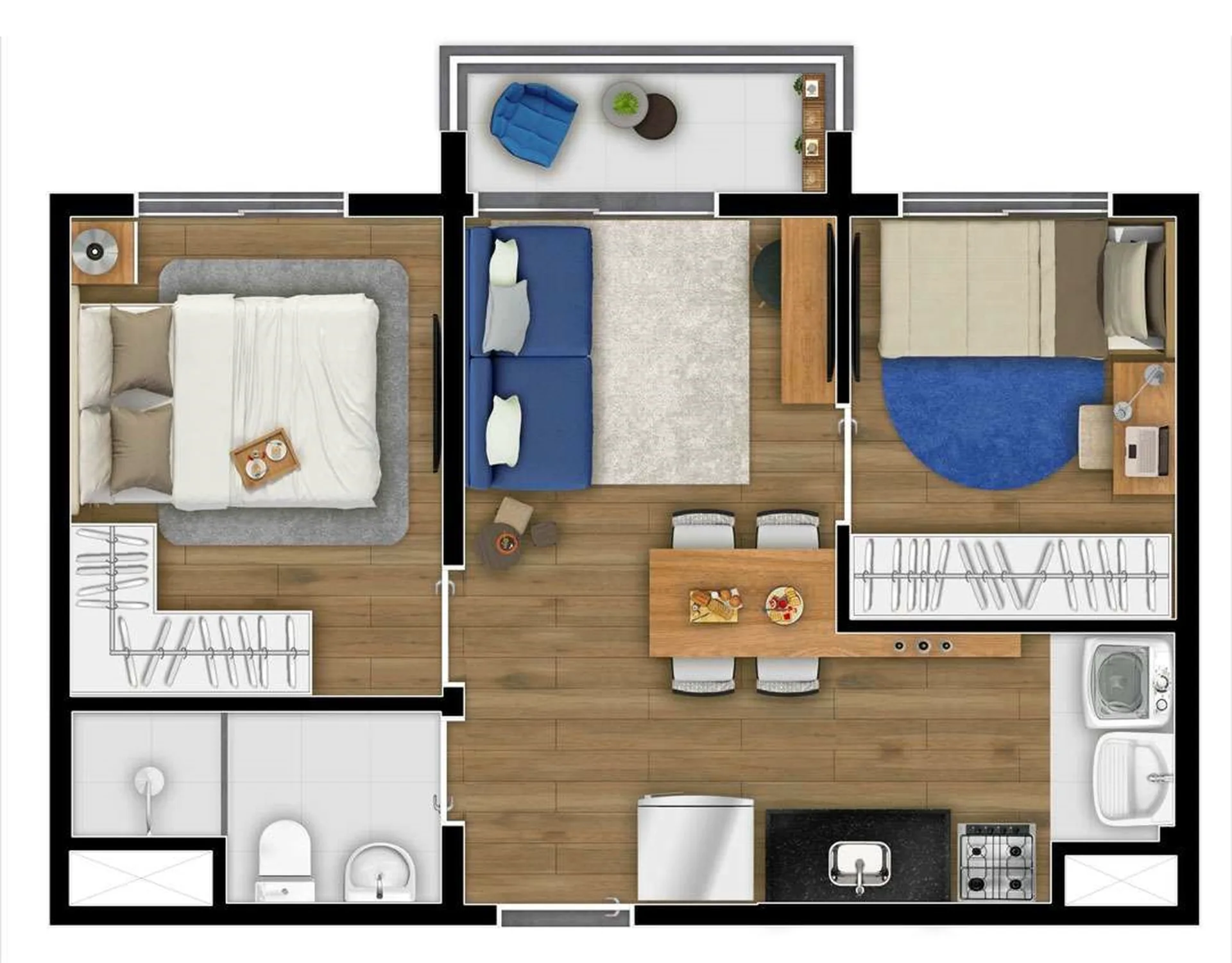 Planta do Vibra Santa Cecília em Santa Cecília — 2 dormitórios, 37 m²