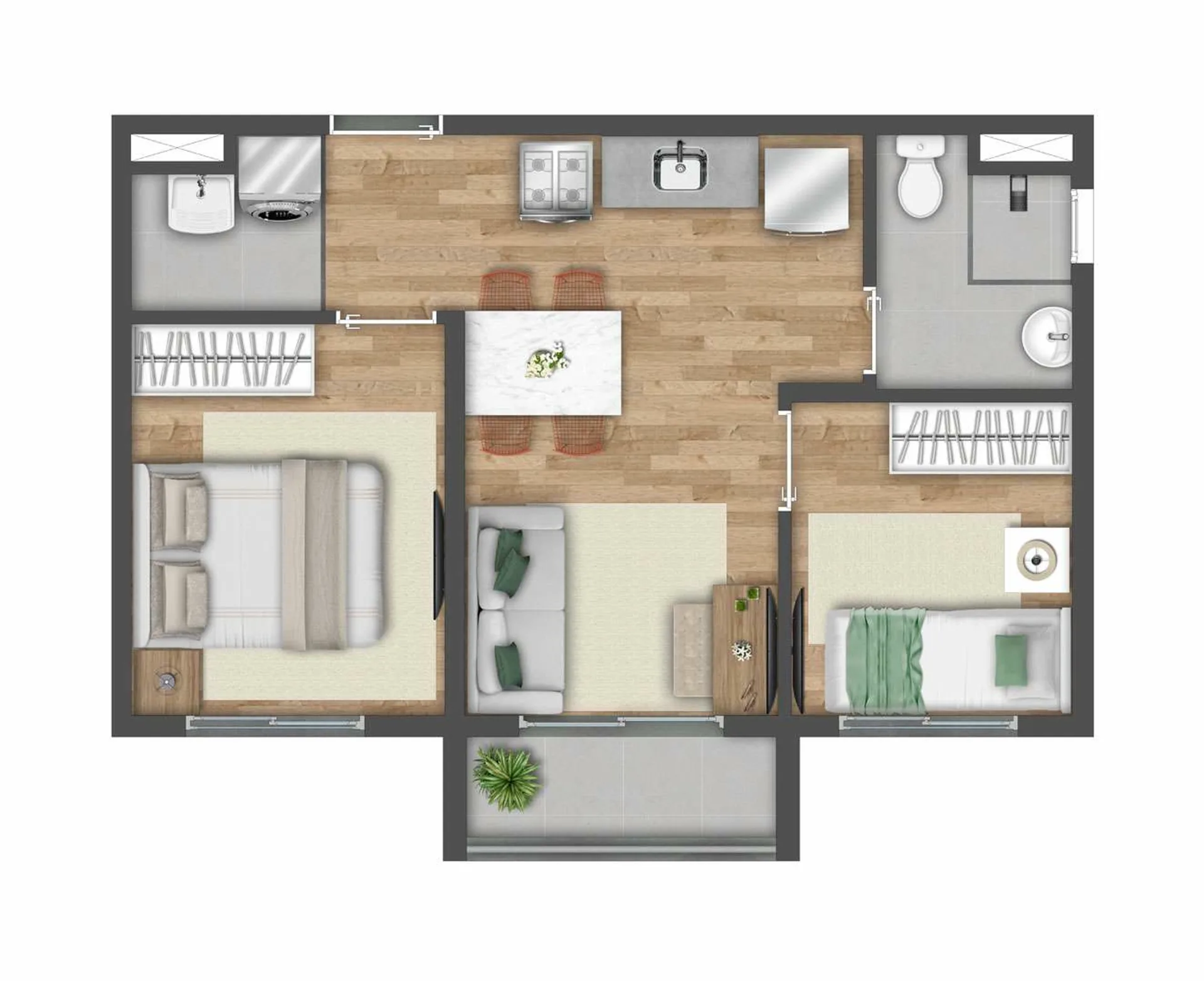 Planta do Vibra Santa Cecília em Santa Cecília — 2 dormitórios, 37 m²