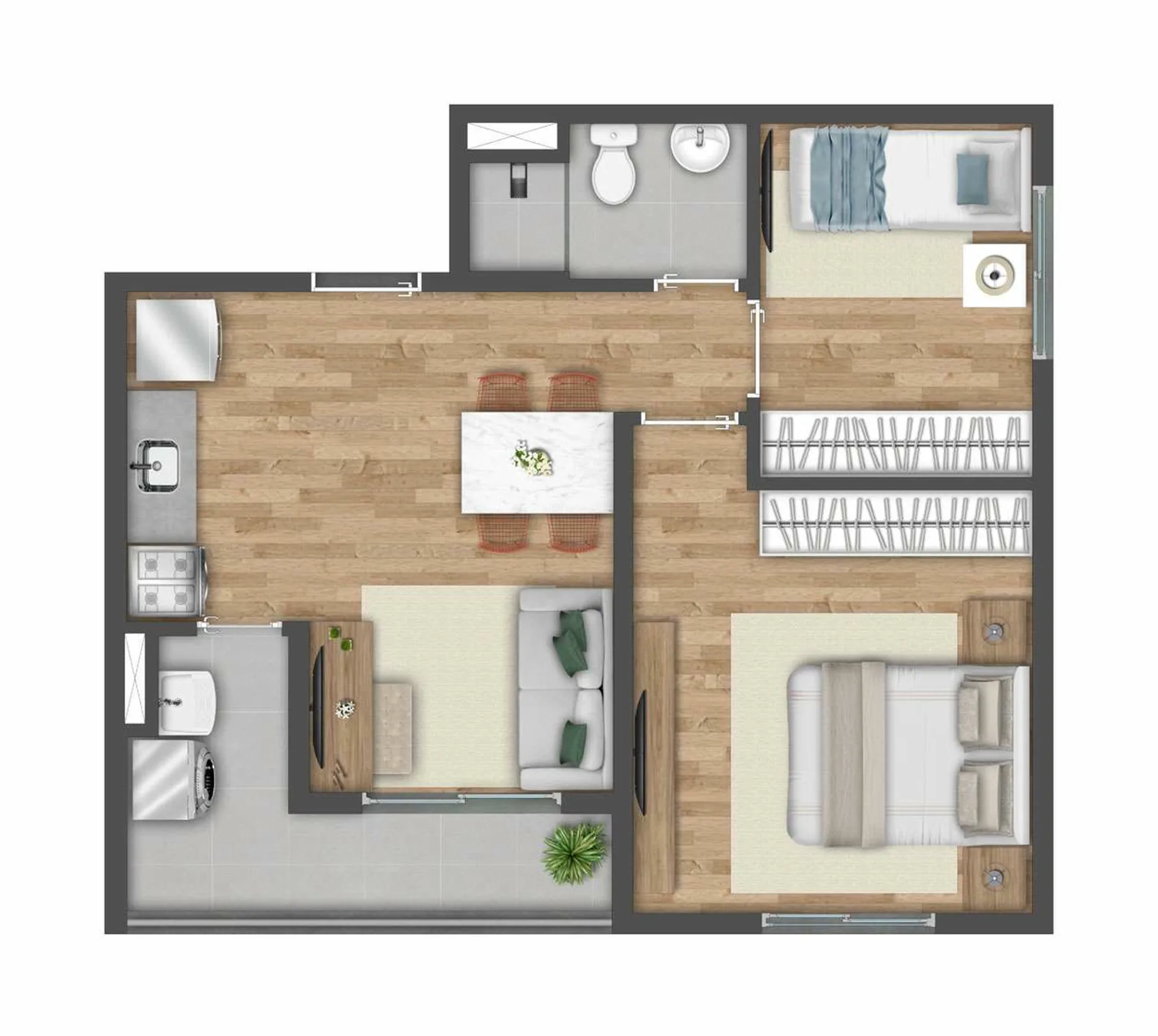 Planta do Vibra Santa Cecília em Santa Cecília — 2 dormitórios, 44 m²