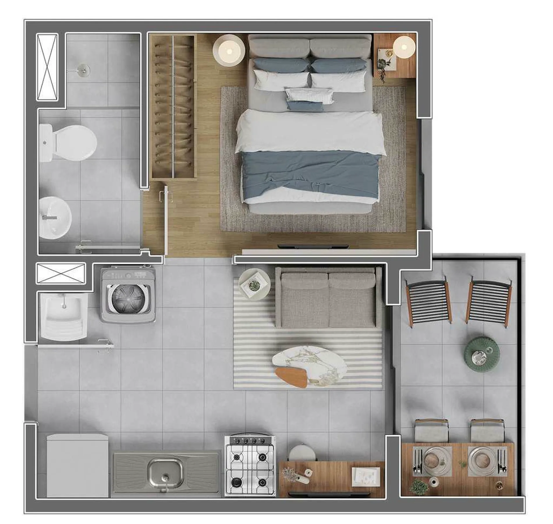 Planta do Vila 197 em Vila Guilherme — 1 dormitório, 26 m²