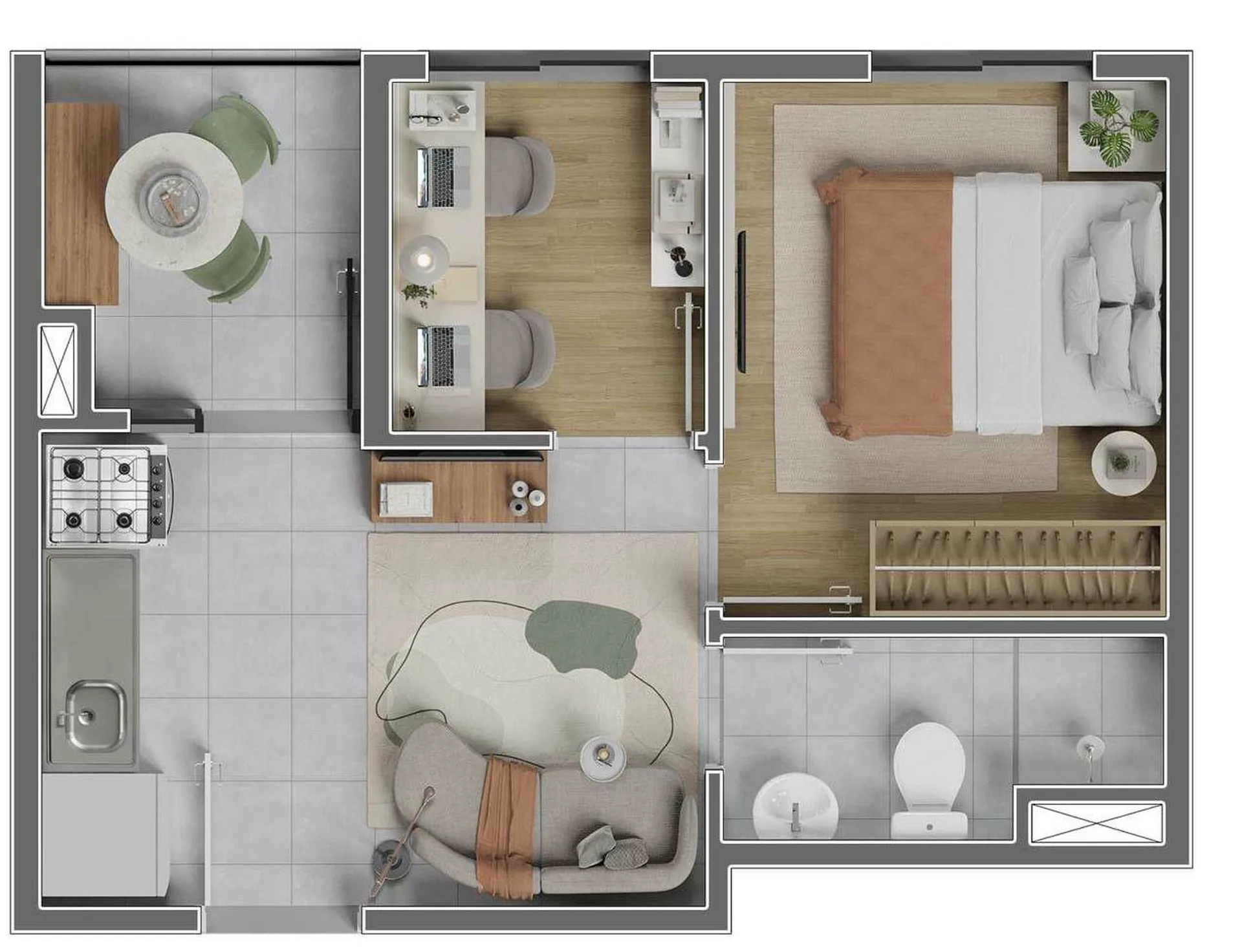 Planta do Vila 197 em Vila Guilherme — 1 dormitório, 29 m²