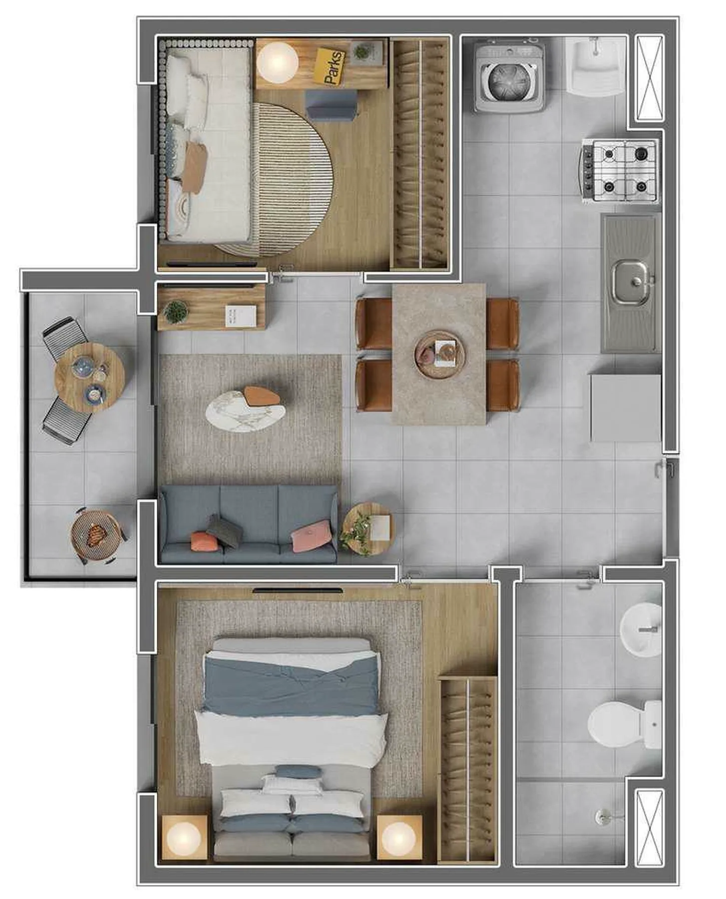 Planta do Vila 197 em Vila Guilherme — 2 dormitórios, 36 m² (opção)