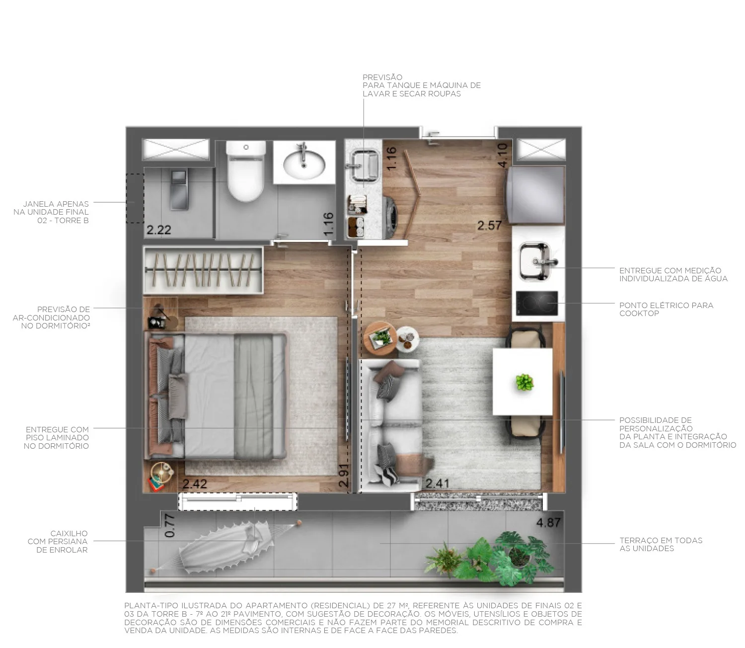 Planta do Villa Pompeia Welconx em Perdizes — 1 dormitório, 27 m²