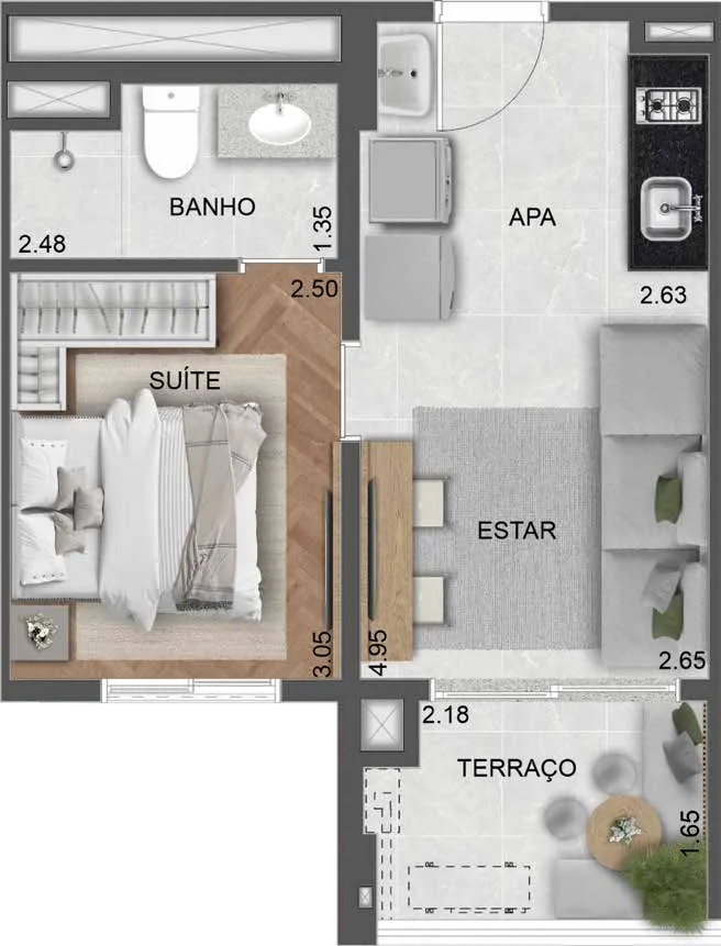 Planta do Villares Parada Inglesa em Parada Inglesa — 32 m²