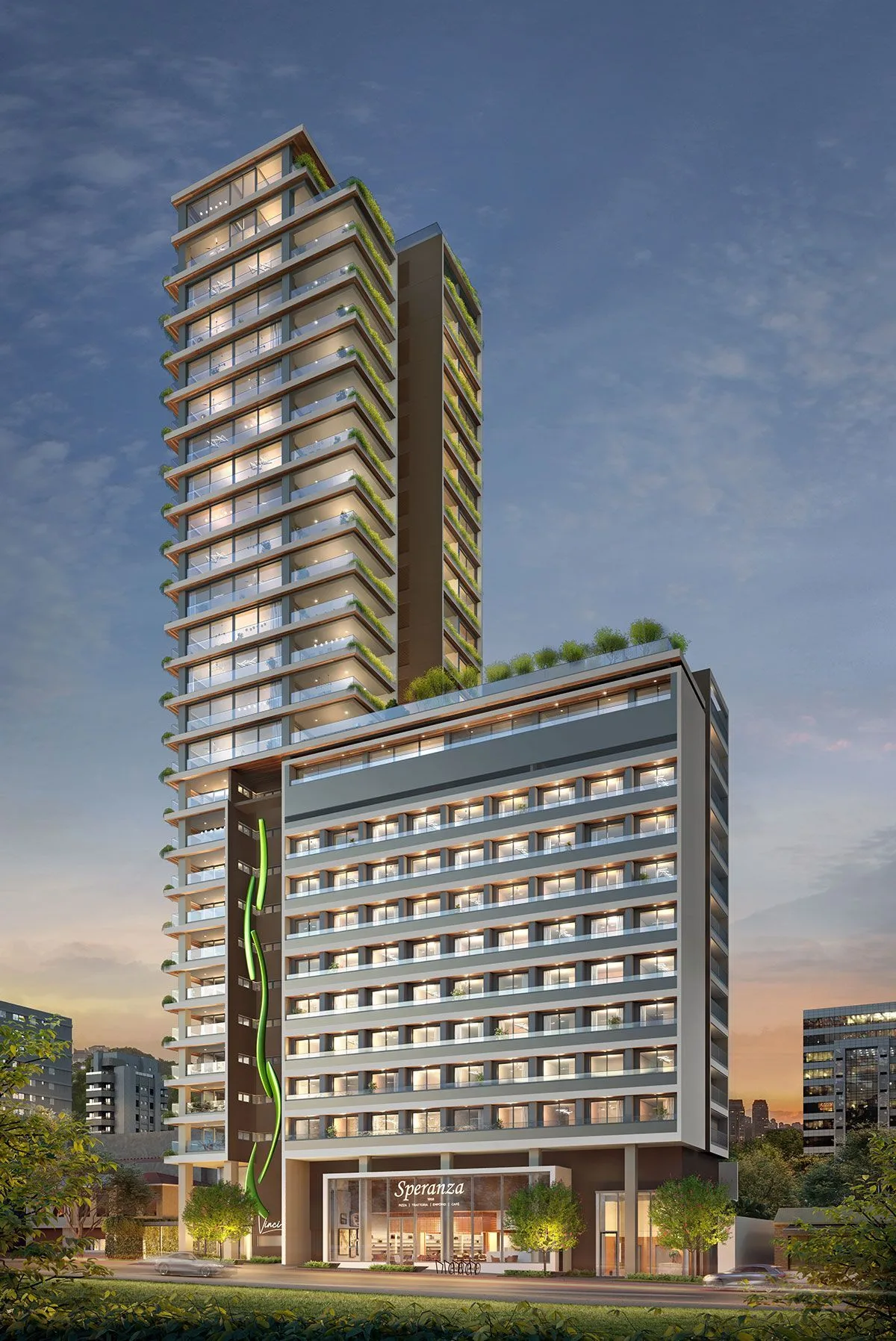Fachada do Vinci Moema, lançamento em Moema, São Paulo