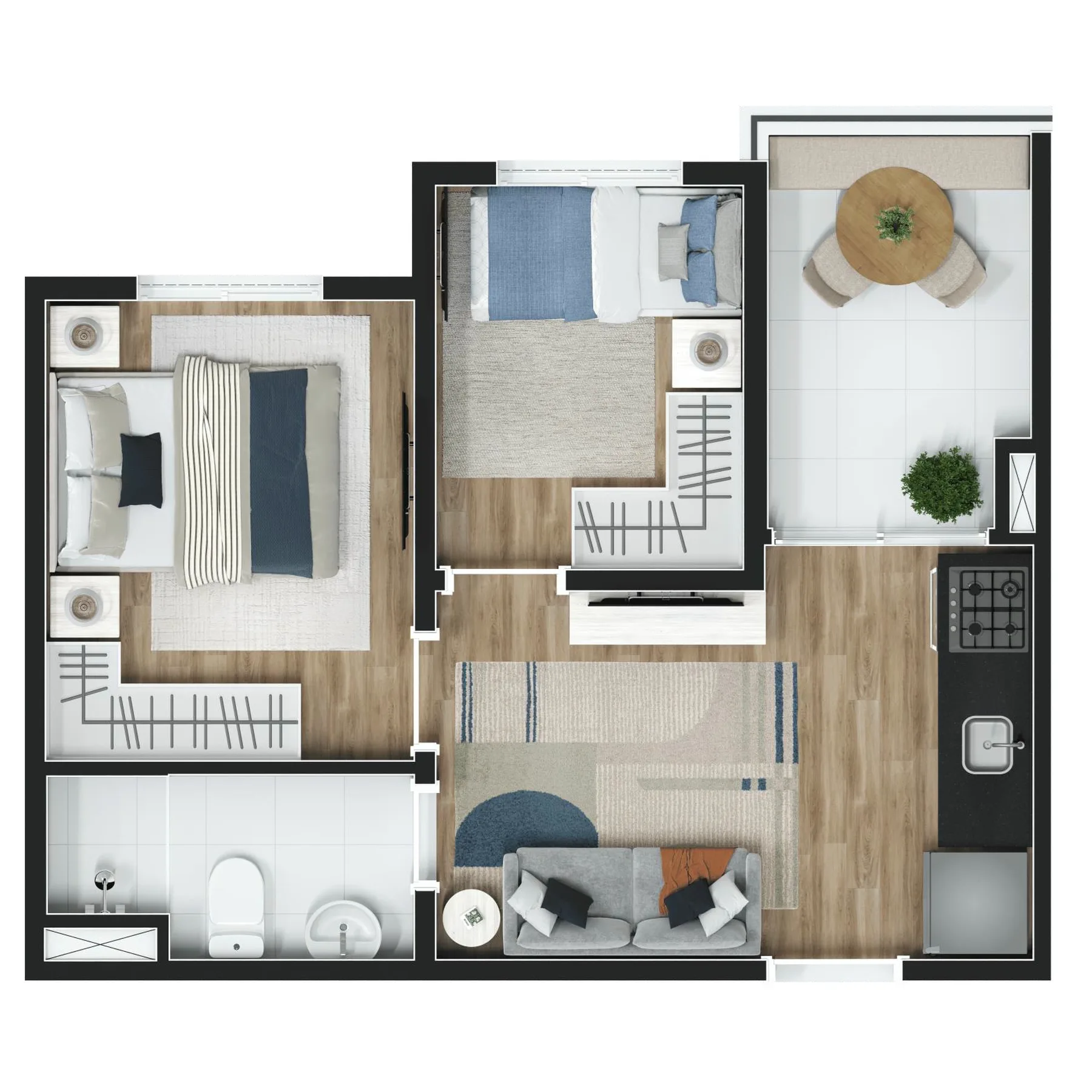 Planta do Vinx Jurubatuba Home Resort Fase 2 em Jurubatuba — 2 dormitórios, 34 m²