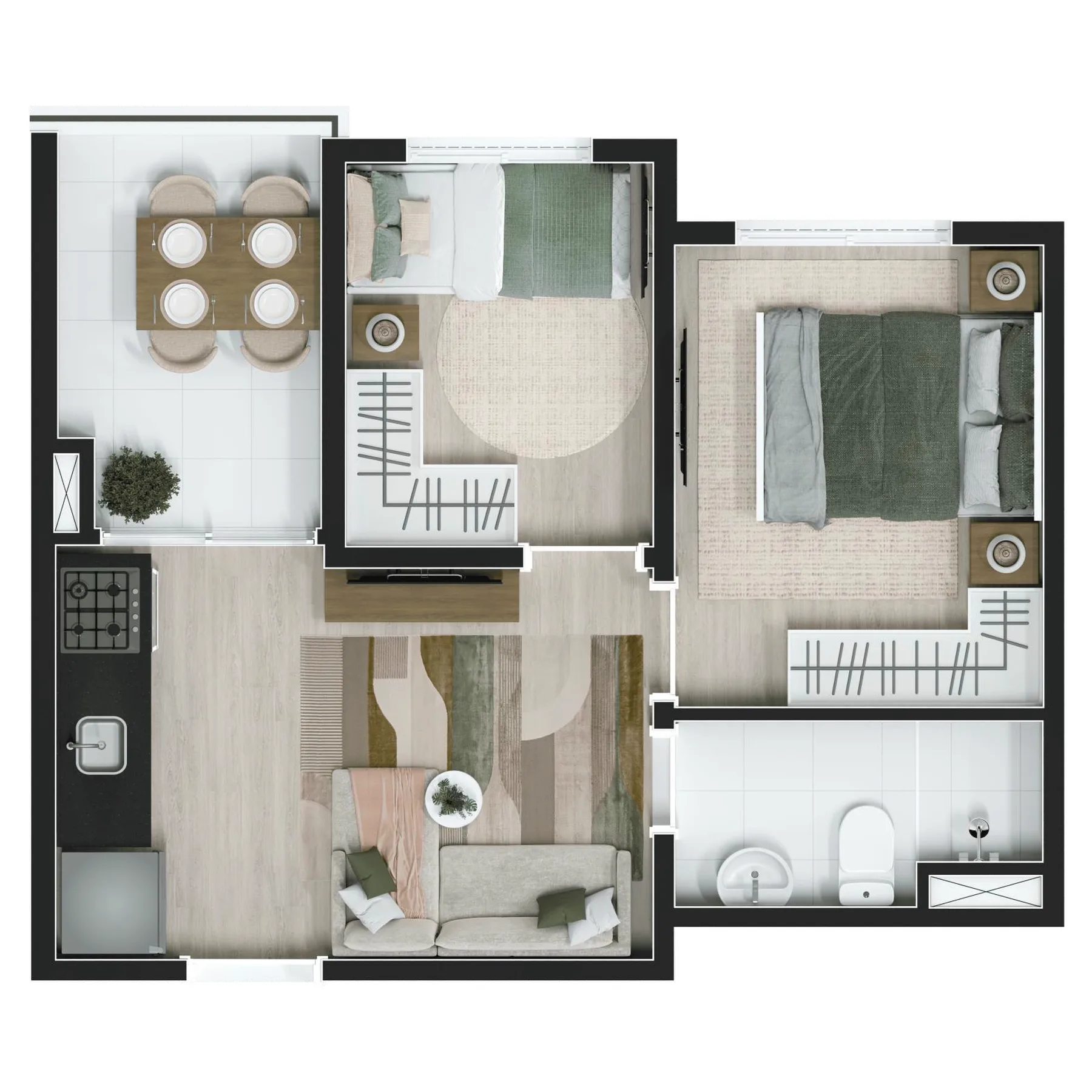 Planta do Vinx Jurubatuba Home Resort Fase 2 em Jurubatuba — 2 dormitórios, 34 m²