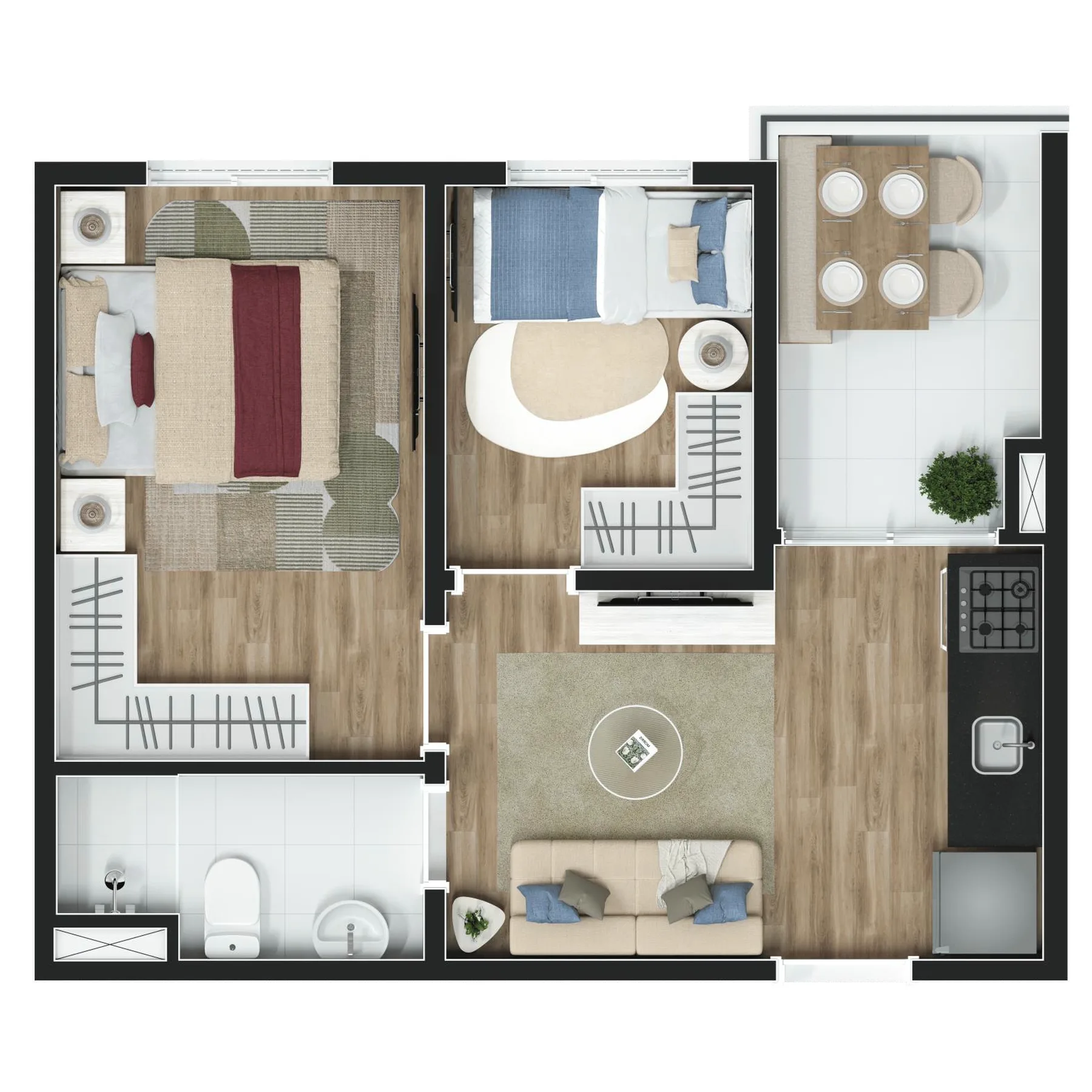 Planta do Vinx Jurubatuba Home Resort Fase 2 em Jurubatuba — 2 dormitórios, 35 m²
