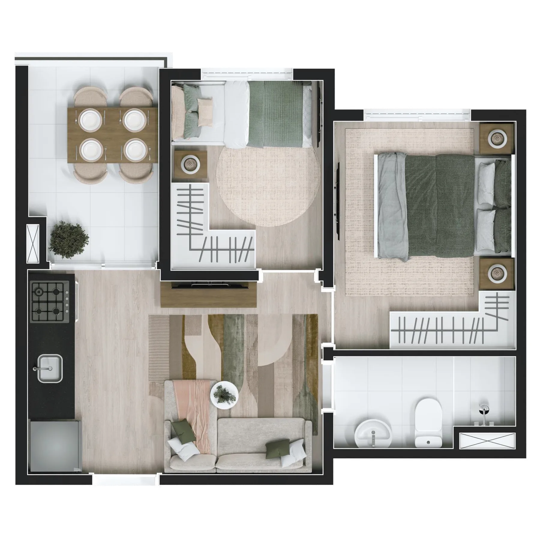 Planta do Vinx Jurubatuba Home Resort Fase 3 em Jurubatuba — 2 dormitórios, 34 m²