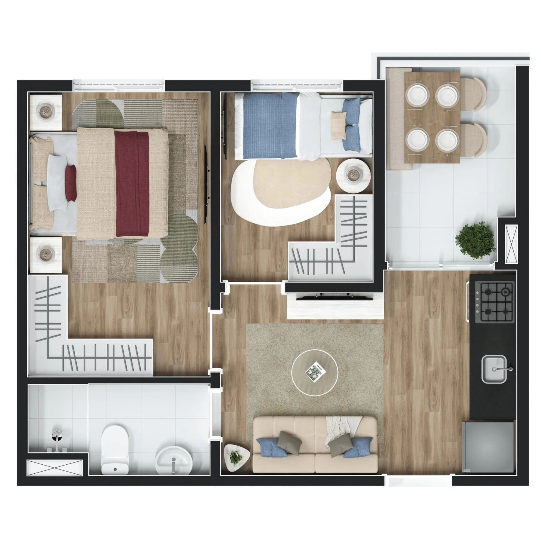 Planta do Vinx Jurubatuba Home Resort Fase 3 em Jurubatuba — 2 dormitórios, 35 m²