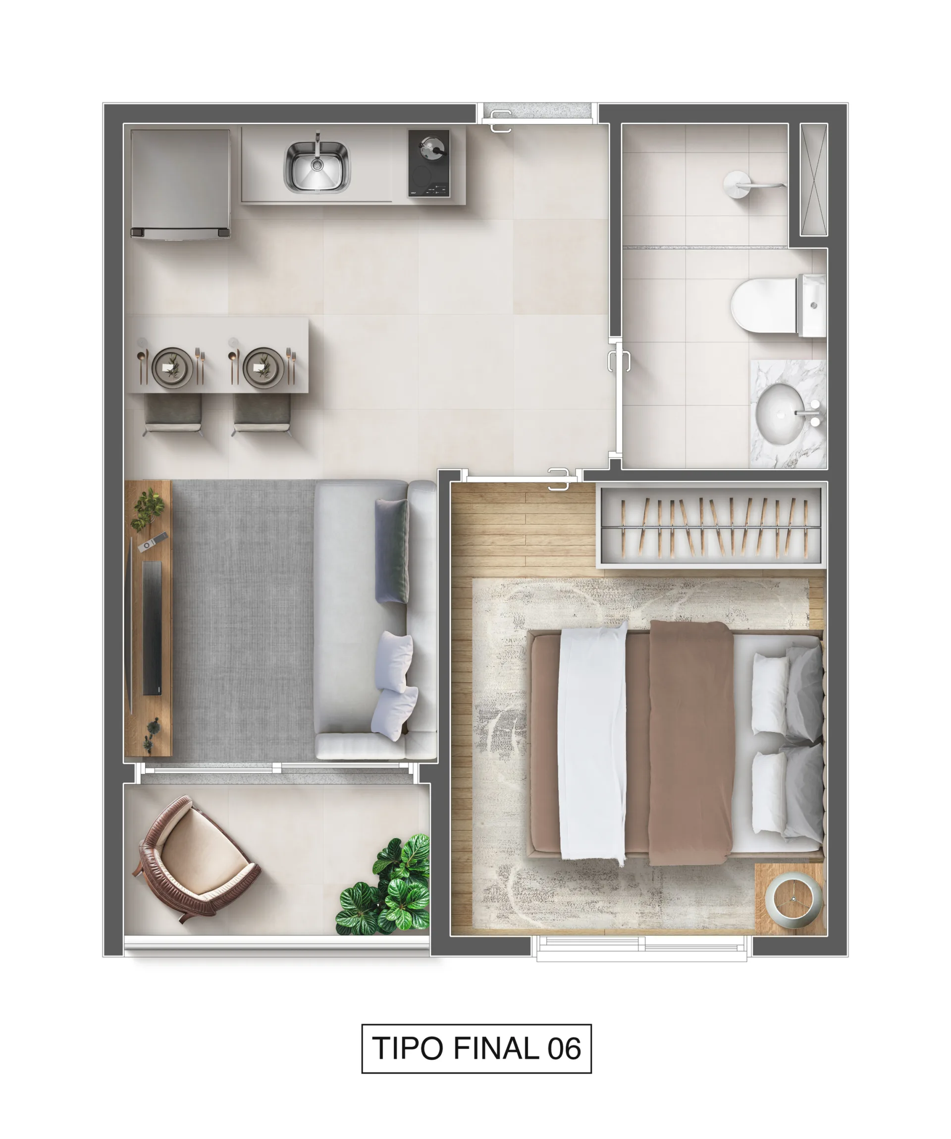 Planta do VIP Vila Prudente em Vila Prudente — 1 dormitório – 25 m²