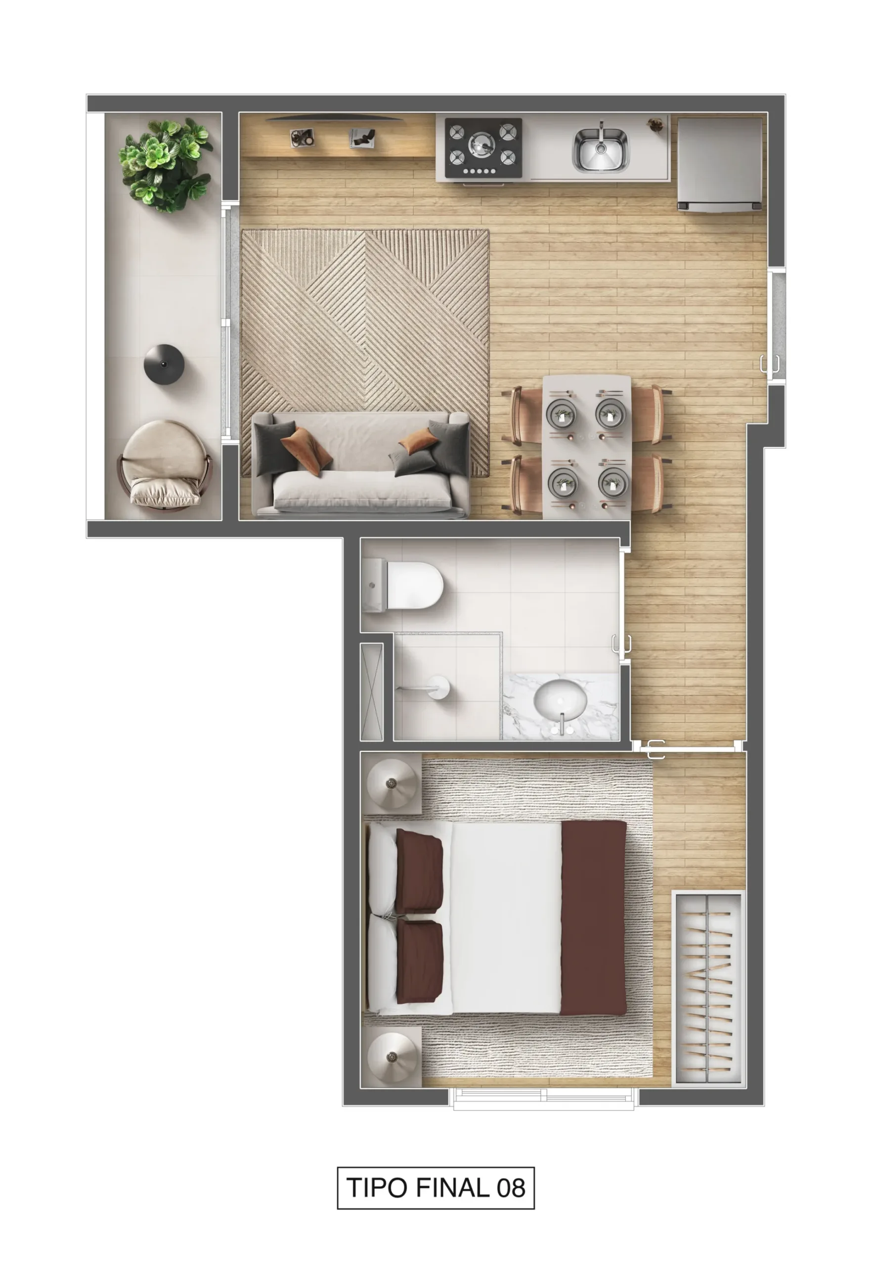 Planta do VIP Vila Prudente em Vila Prudente — 1 dormitório – 29 m²