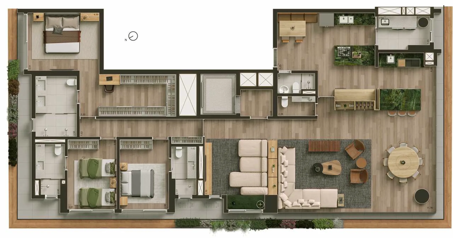 Planta do Visar Jardim Europa em Jardim Europa — 3 dormitórios, 245 m² (opção)