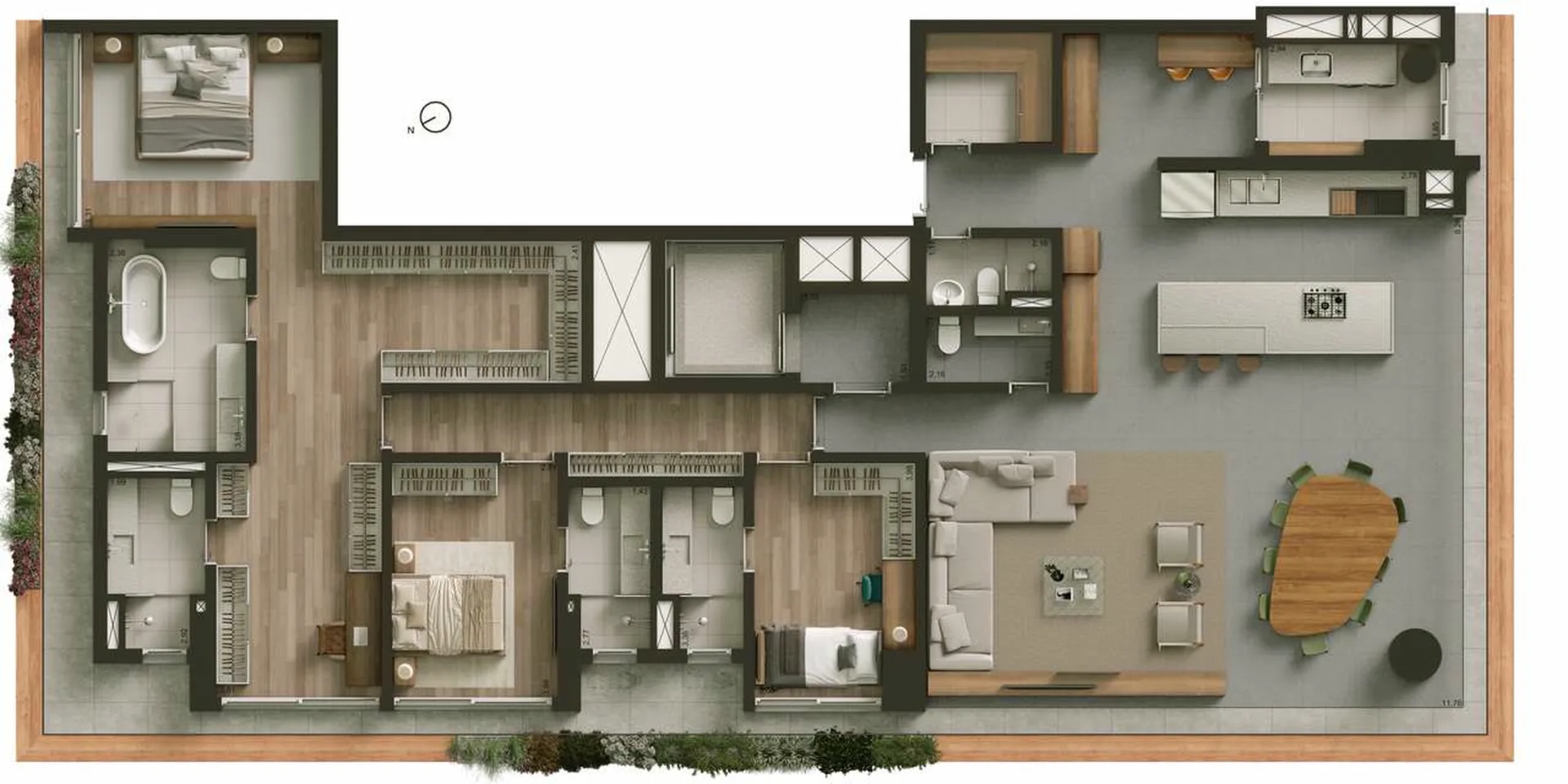 Planta do Visar Jardim Europa em Jardim Europa — 3 dormitórios, 245 m² (opção)