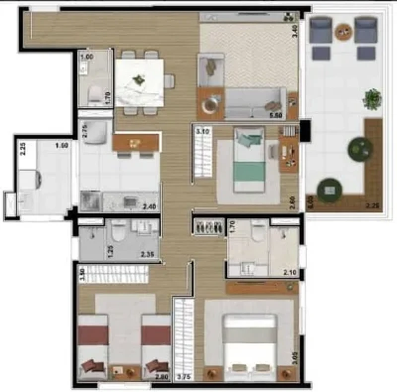 Planta do Vista Bárbara em Alto de Pinheiros — 3 dormitórios, 103 m²