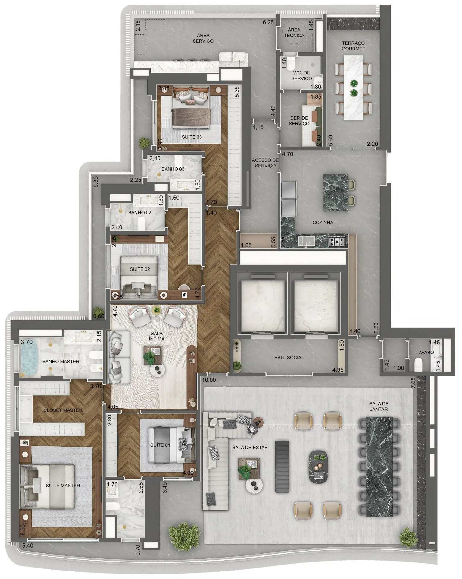 Planta do Vista Cyrela Milano em Jardim Guedala — 4 dormitórios, 348 m²