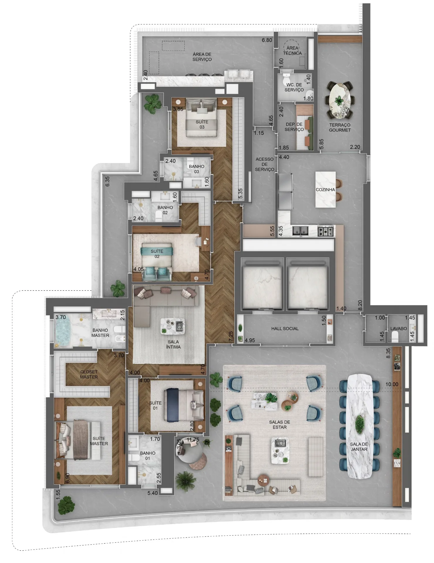 Planta do Vista Cyrela Milano em Jardim Guedala — 4 dormitórios, 370,50 m²