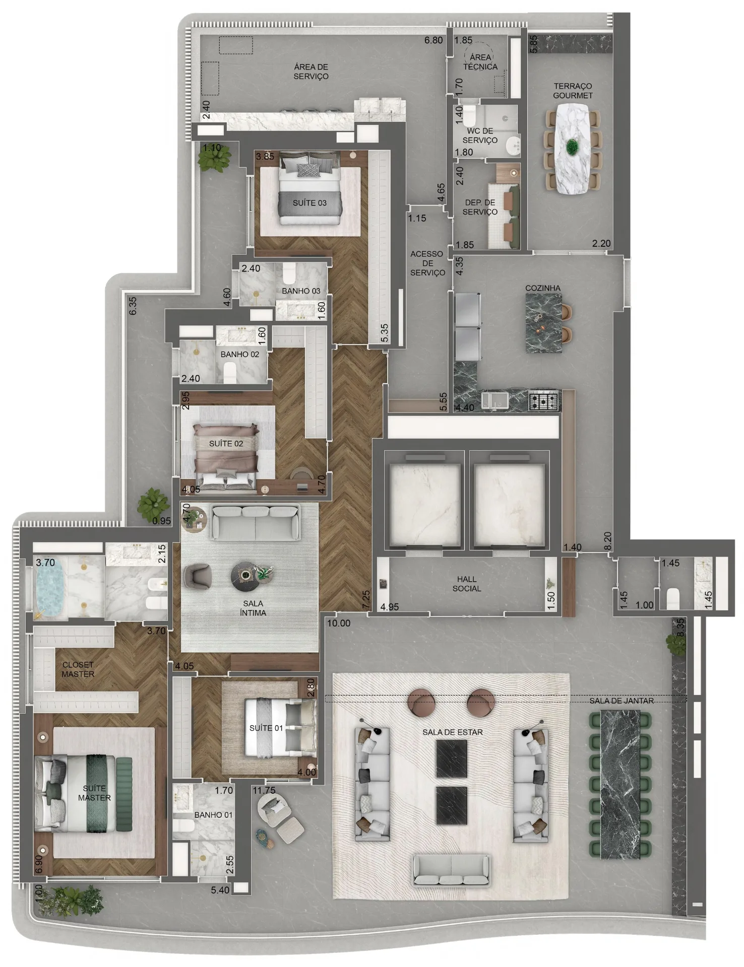 Planta do Vista Cyrela Milano em Jardim Guedala — 4 dormitórios, 372 m²