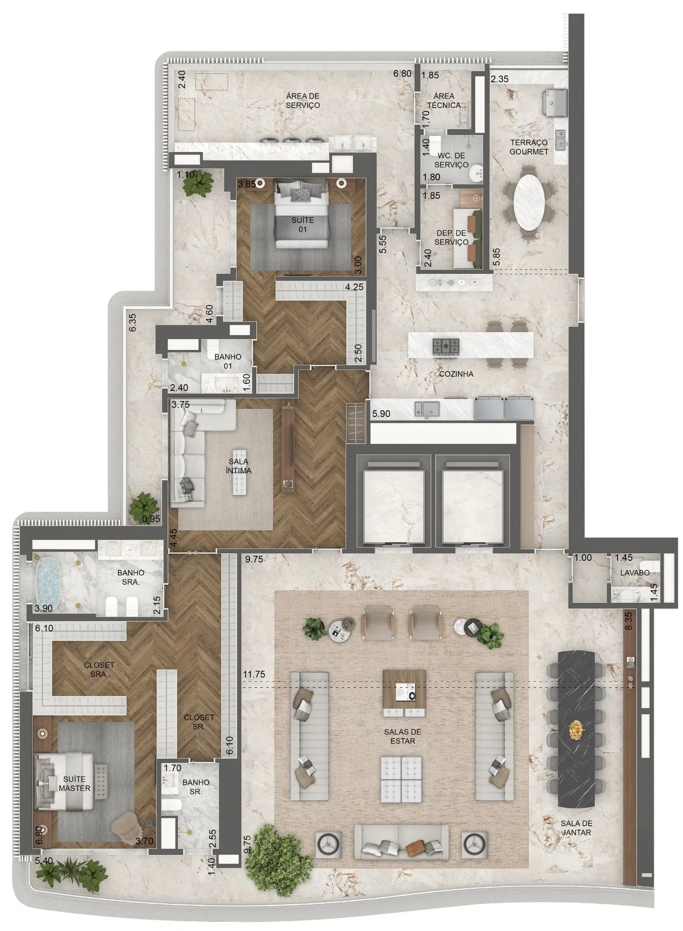 Planta do Vista Cyrela Milano em Jardim Guedala — 2 dormitórios, 372 m² (opção)