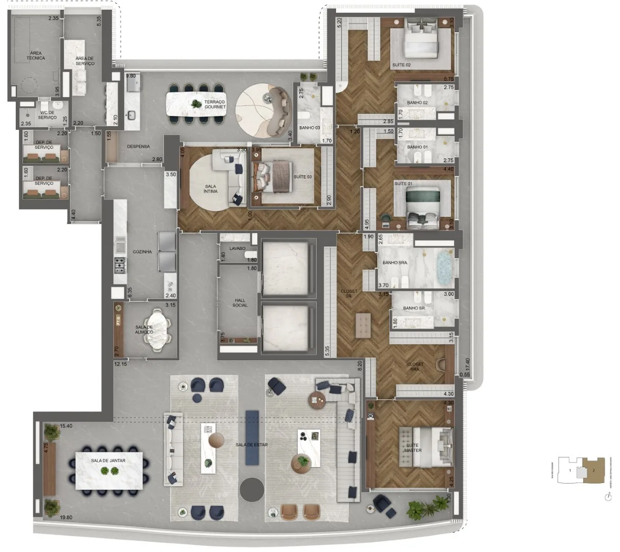 Planta do Vista Cyrela Venezia em Jardim Guedala — 4 dormitórios, 464,5 m²