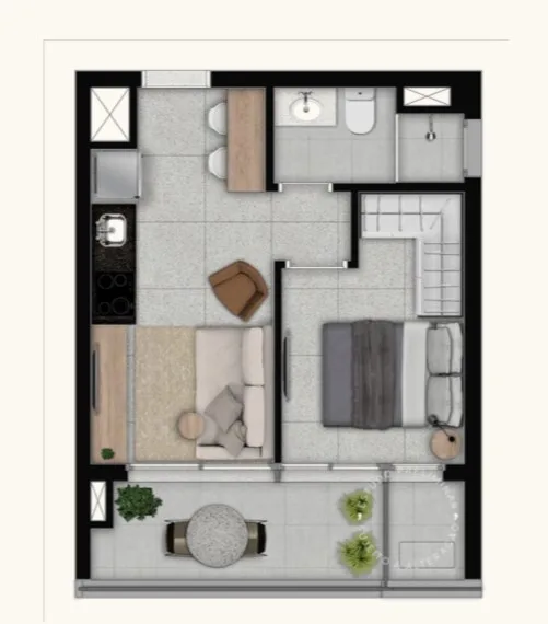 Planta do Vista Madalena by You em Vila Madalena — 1 dormitório, 35 m²