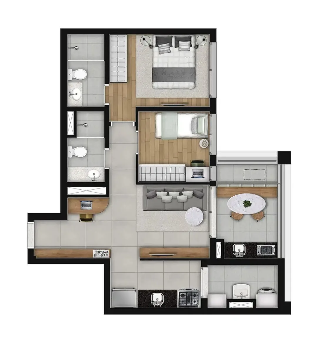 Planta do Vista Madalena by You em Vila Madalena — 2 dormitórios, 61,98 m²