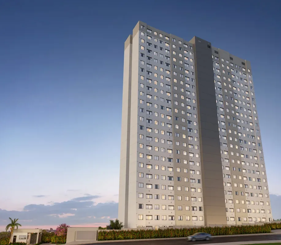 Fachada do Vista Vila das Belezas Fase 1, lançamento em Campo Limpo, São Paulo