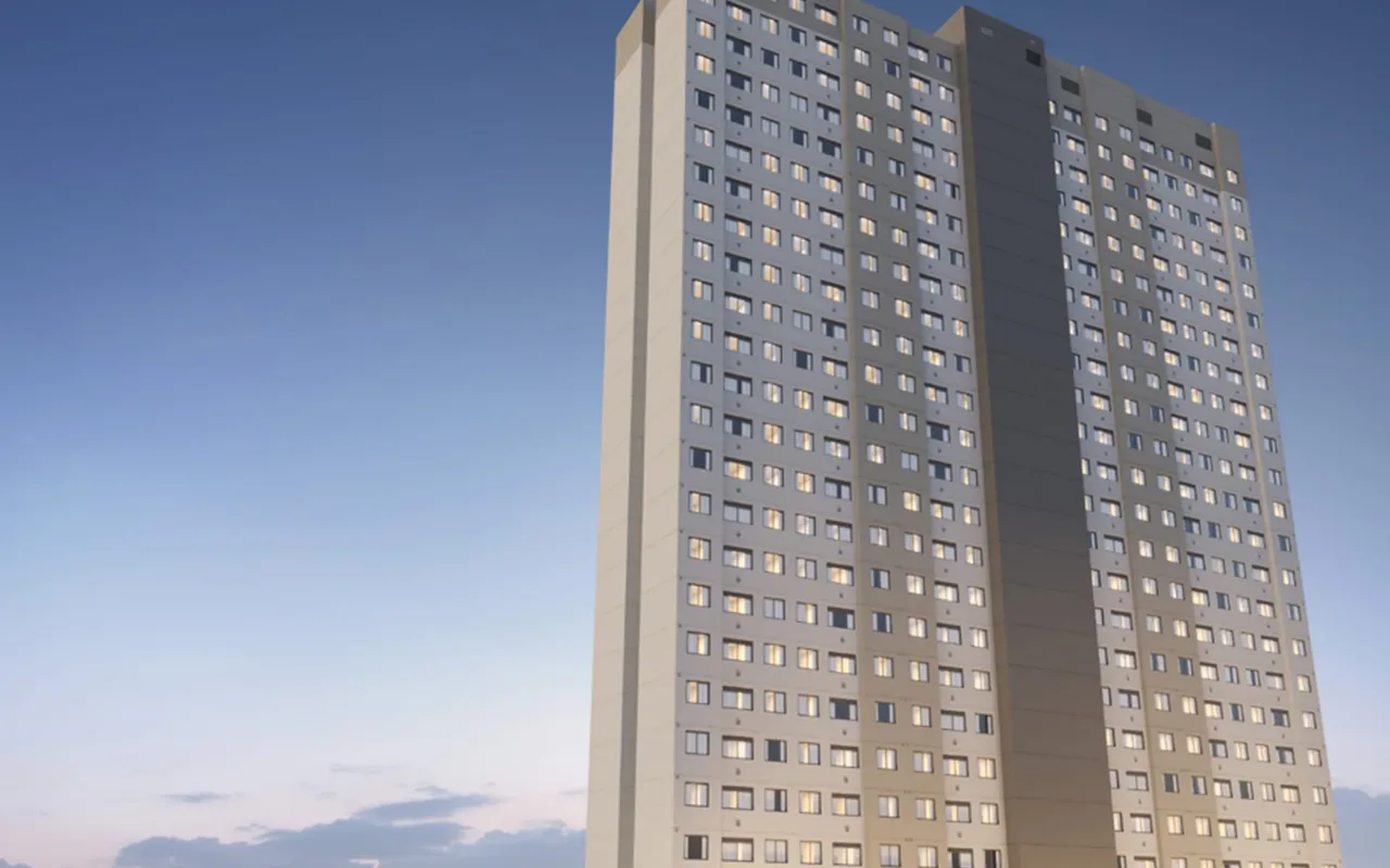 Fachada do Vista Vila das Belezas Fase 2, lançamento em Campo Limpo, São Paulo