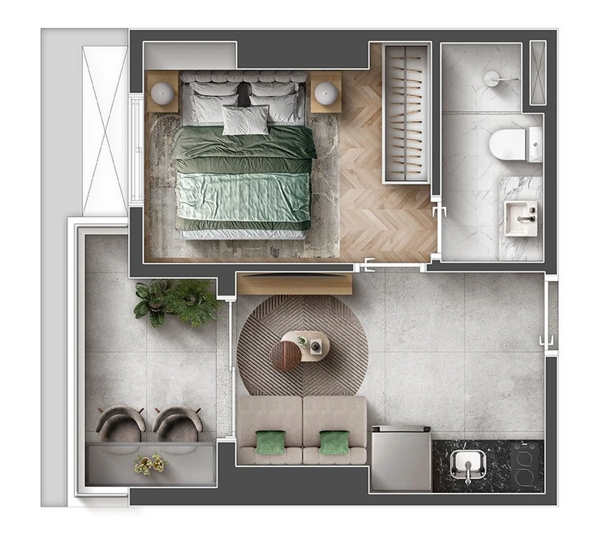 Planta do Vita Vila Prudente em Vila Prudente — 1 dormitório, 27,50 m²