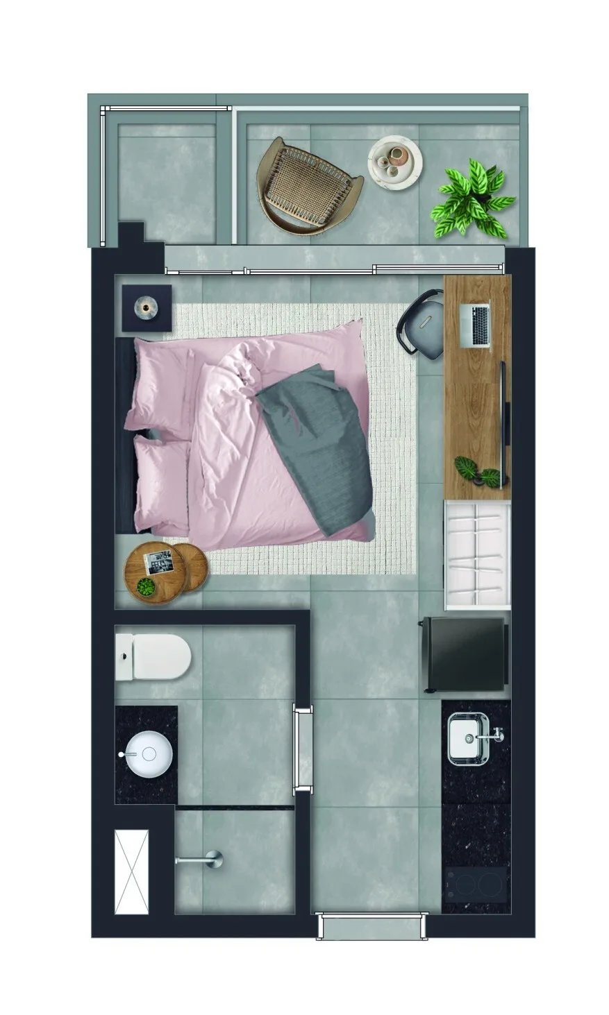 Planta do Vitacon Boa Vista em Alto da Boa Vista — 25,22 m² studio