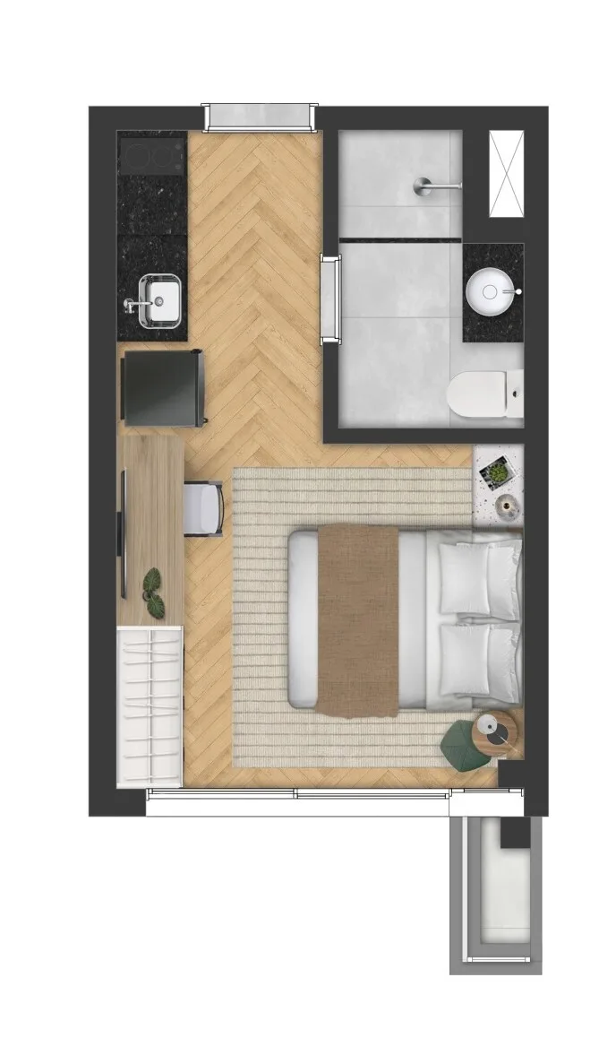 Planta do Vitacon Boa Vista em Alto da Boa Vista — 1 dormitório – 20,83 m² Studio