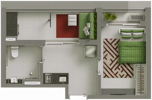 Planta do Vitacon Brigadeiro Fase 2 em Bela Vista — 1 dormitório, 40,76 m²