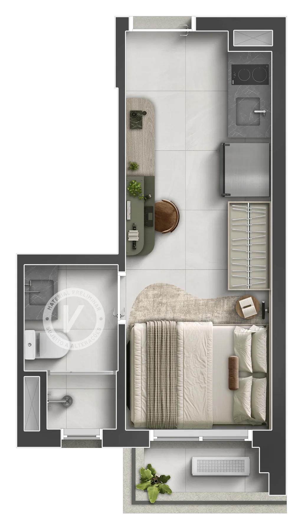 Planta do Vitacon Domingos de Morais em Vila Mariana — studio de 18,06 m²