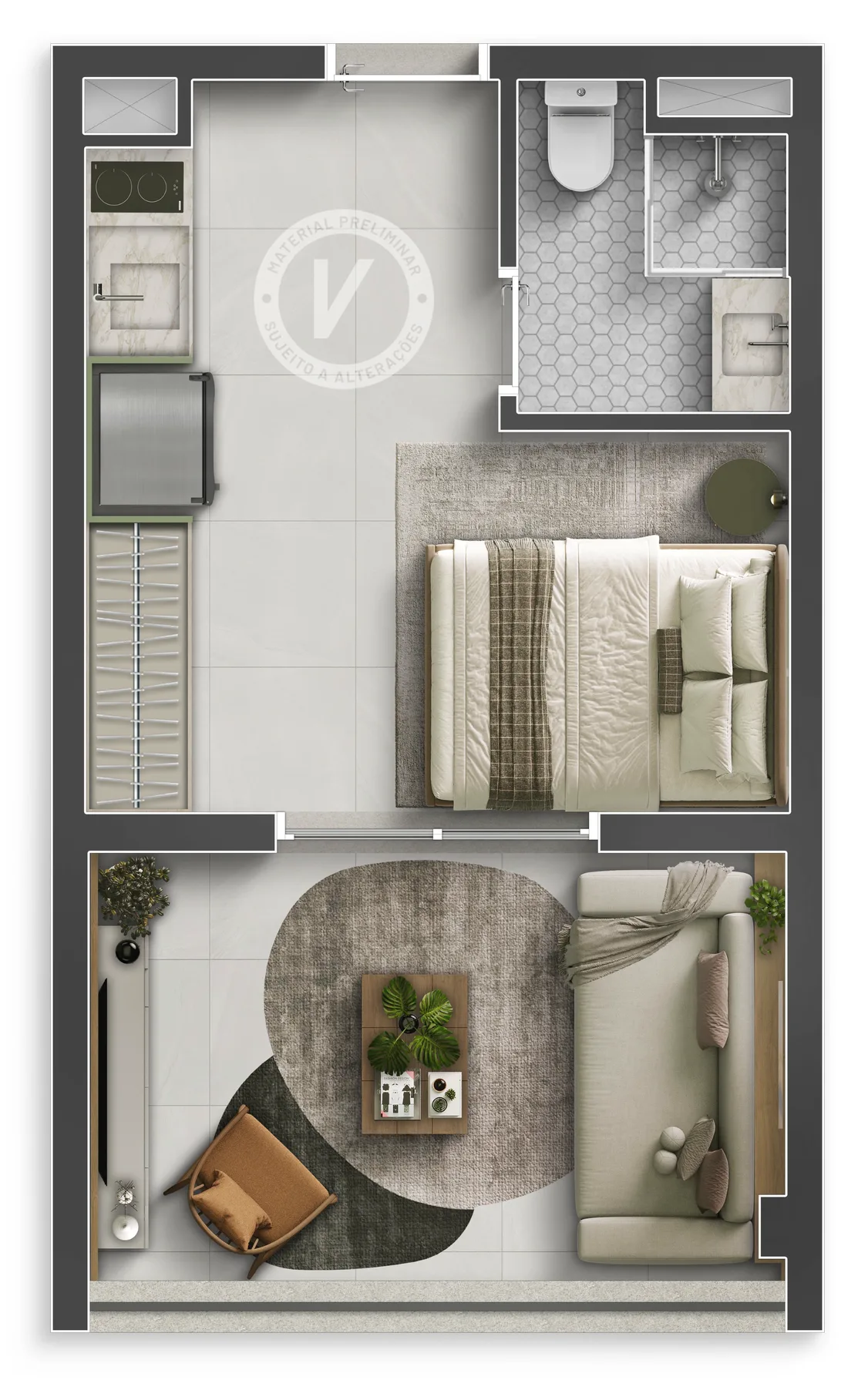 Planta do Vitacon Domingos de Morais em Vila Mariana — studio de 29,71 m²