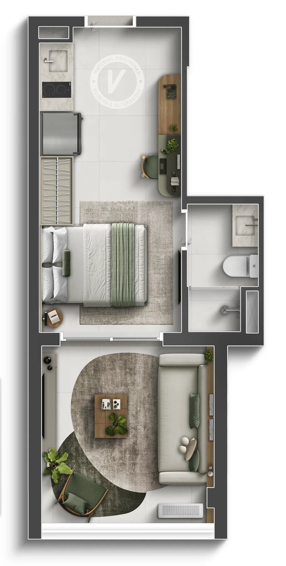 Planta do Vitacon Domingos de Morais em Vila Mariana — studio de 30,25 m²