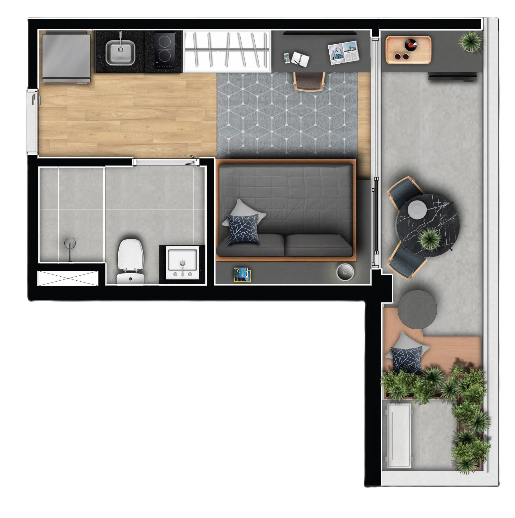 Planta do Vitacon Lorena em Jardim Paulista — 1 dormitório – 26,93 m² Studio
