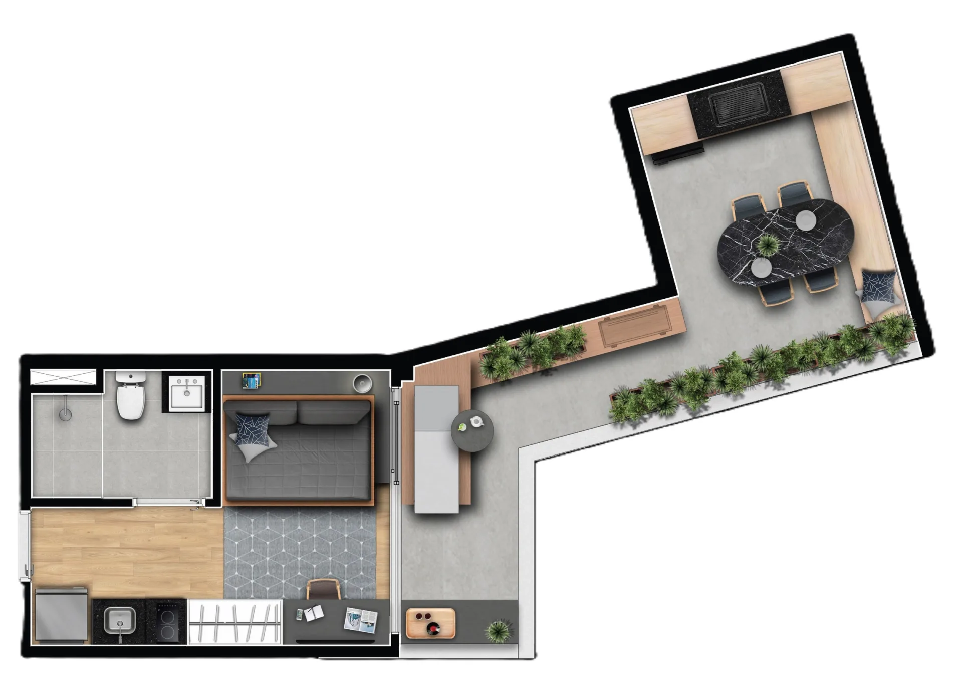 Planta do Vitacon Lorena em Jardim Paulista — 1 dormitório – 39,19 m² Studio
