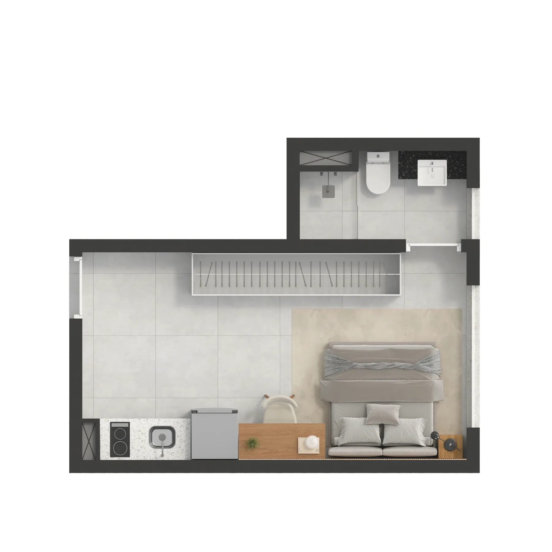 Planta do Vitacon Perdizes em Perdizes — studio de 24,33 m²