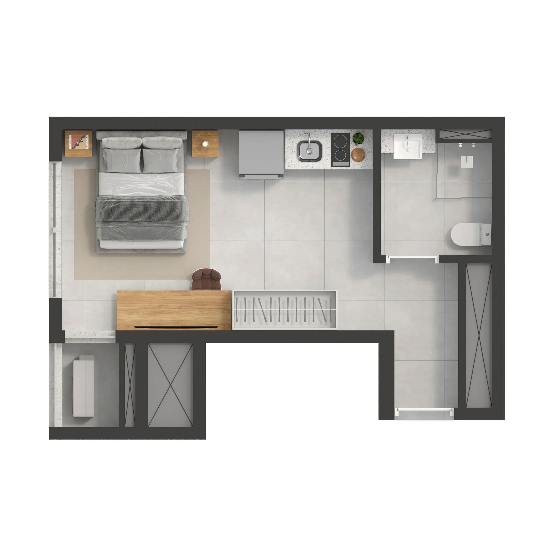 Planta do Vitacon Perdizes em Perdizes — studio de 25,30 m²