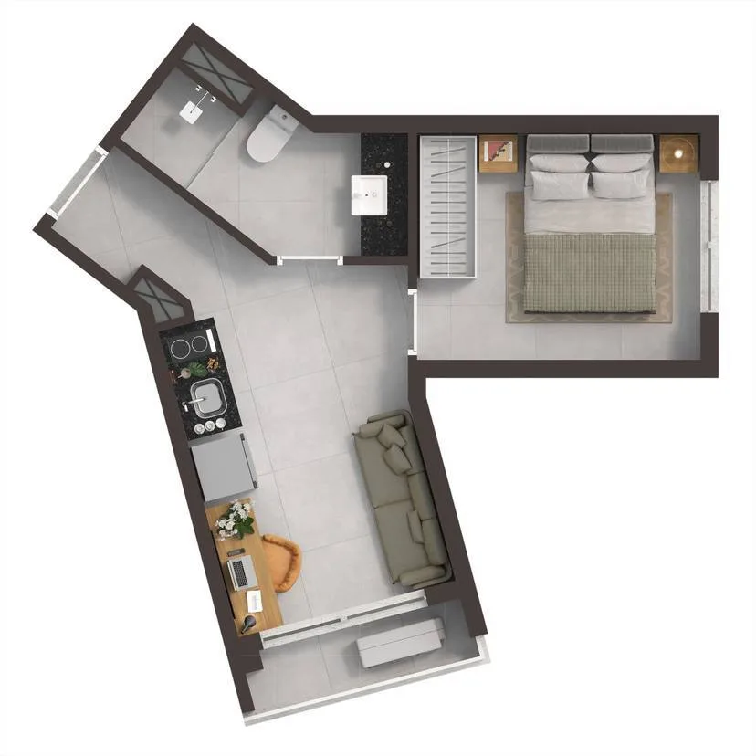 Planta do Vitacon Alto de Pinheiros em Lapa — 1 dormitório, 27,60 m²