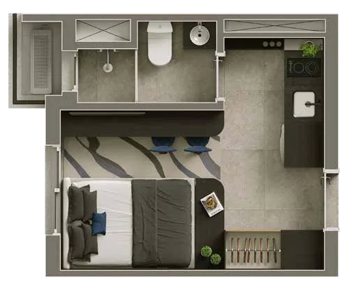 Planta do Vitacon Vila Olímpia em Vila Olímpia — studio de 17,58 m²