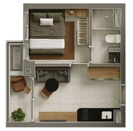 Planta do Vitacon Vila Olímpia em Vila Olímpia — 1 dormitório, 25,31 m²