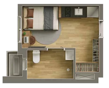 Planta do Vitacon Vila Olímpia em Vila Olímpia — 1 dormitório – 18,61 m² Studio
