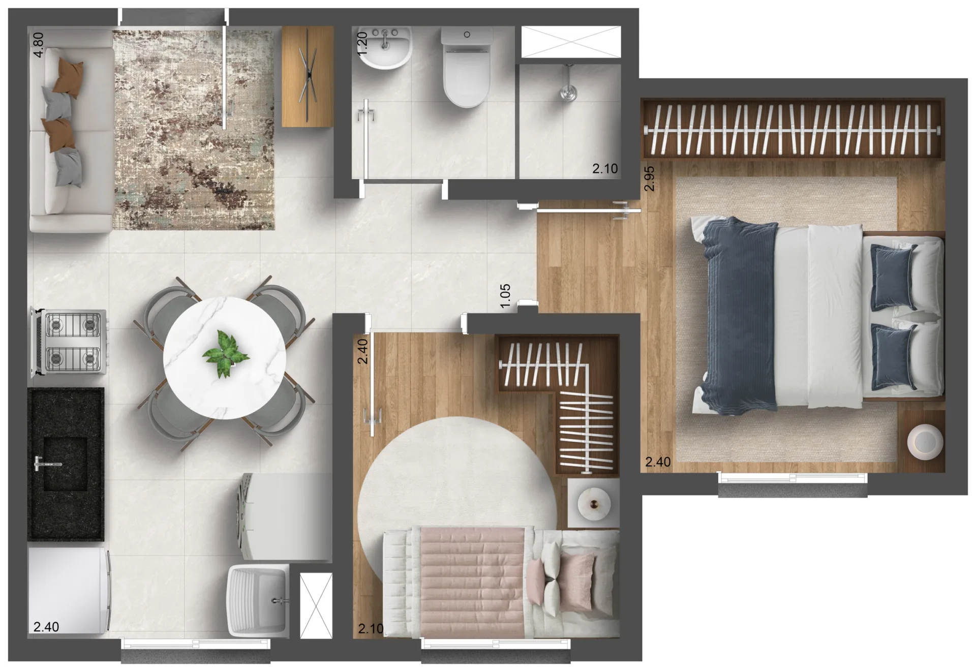Planta do Vitta Estação Vila Prudente — 2 dormitórios – 33 m²