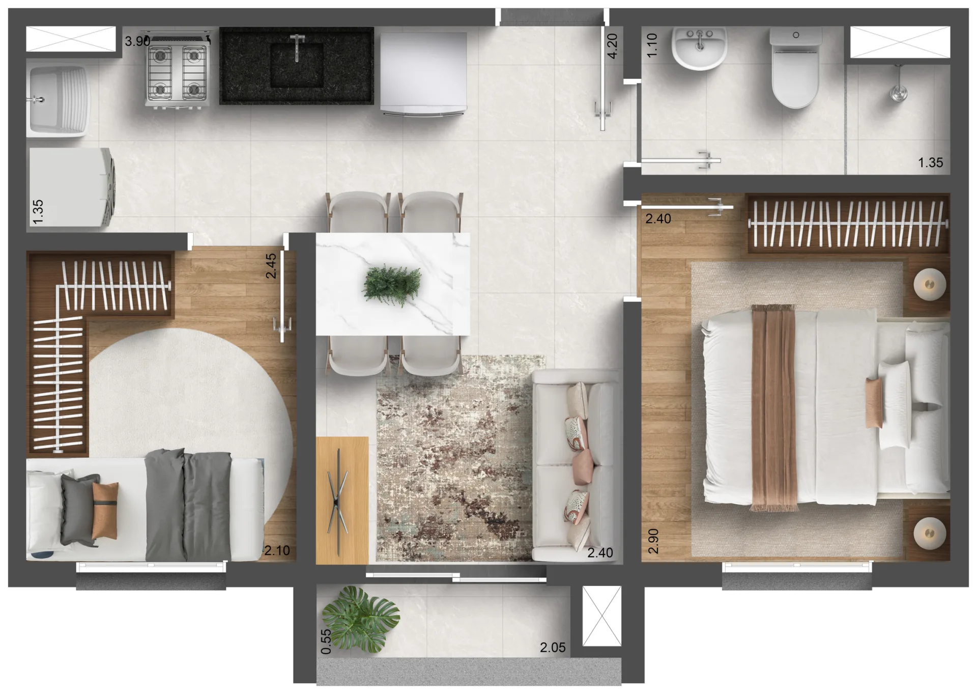 Planta do Vitta Estação Vila Prudente — 2 dormitórios – 34,85 m²