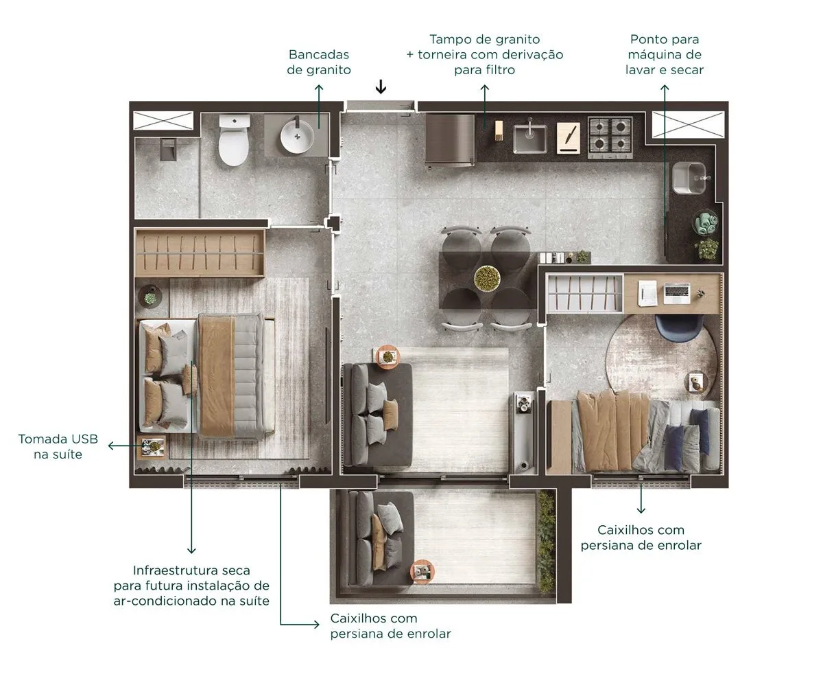 Planta do Viva Benx Star Campo Belo em Campo Belo — 2 dormitórios, 38 m²