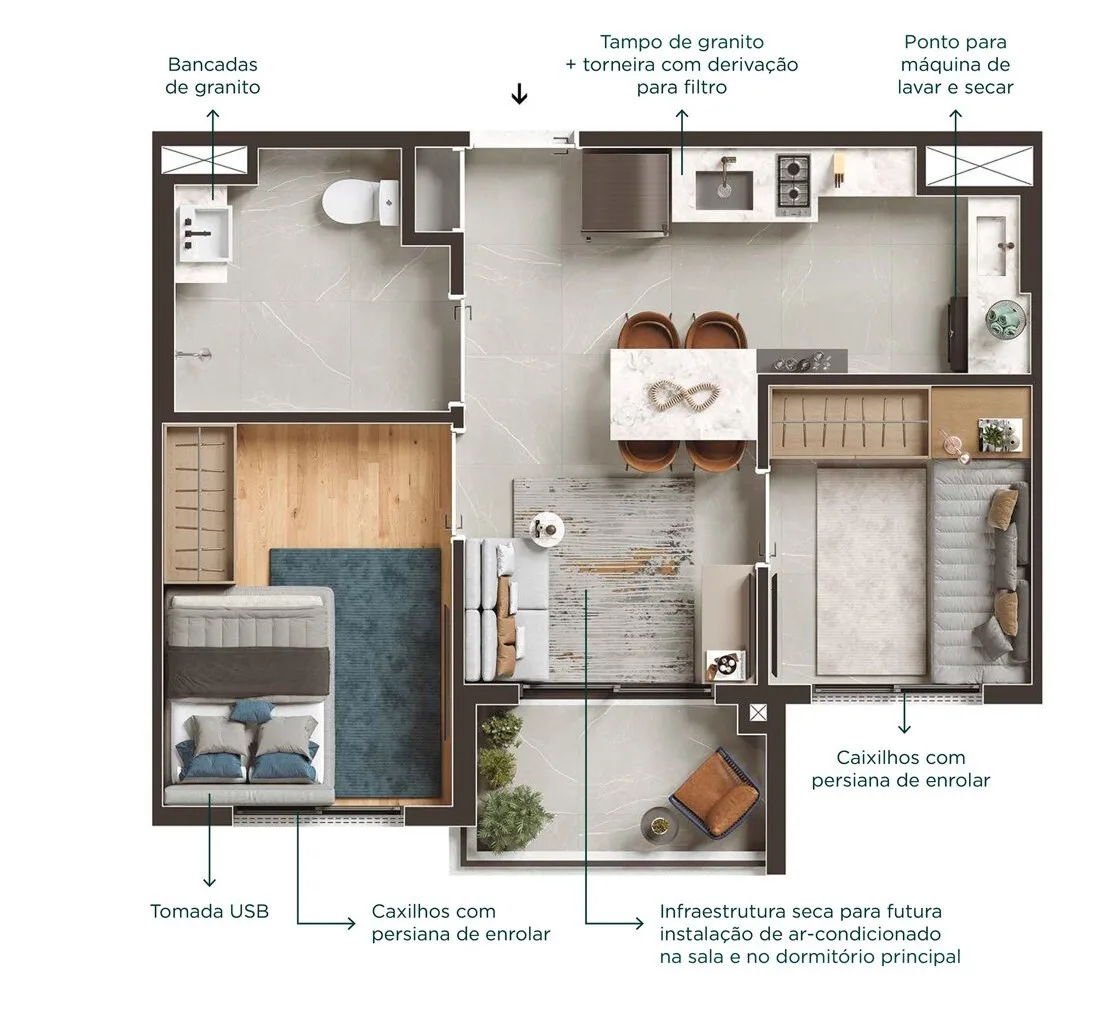 Planta do Viva Benx Star Campo Belo em Campo Belo — 2 dormitórios, 40 m²