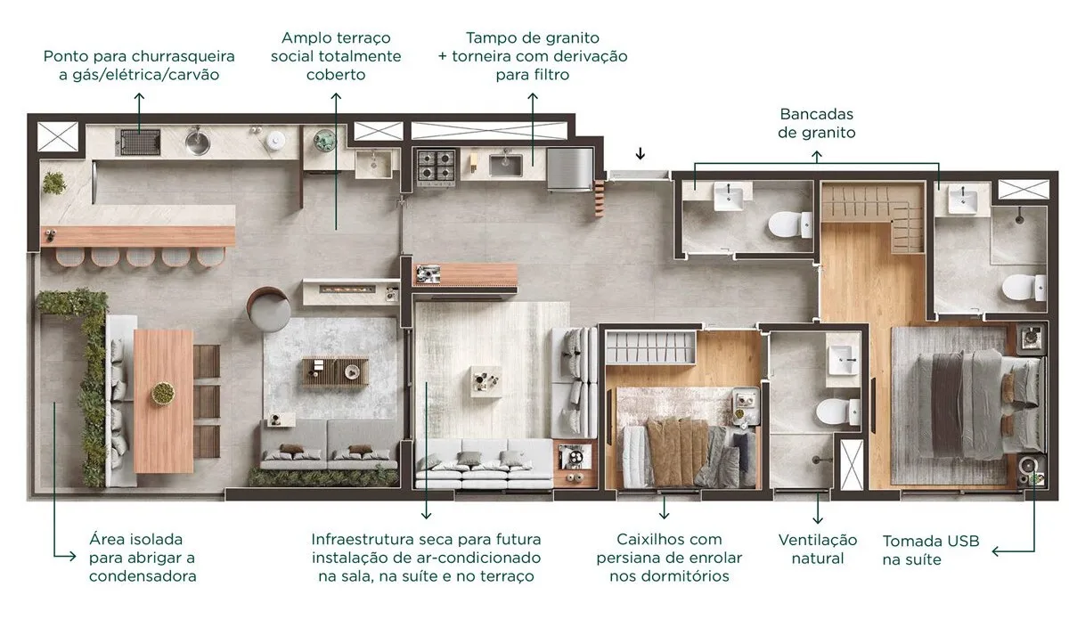 Planta do Viva Benx Star Campo Belo em Campo Belo — 2 dormitórios, 75 m²