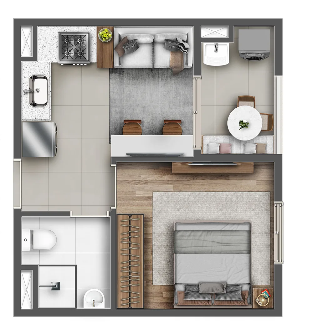 Planta do Viva Itamaracá em Itaquera — 1 dormitório, 25,90 m²